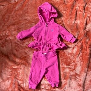 Ralph Lauren Terry Full-Zip Hoodie & Jogger Pant Set Baby SIZE 6 Months